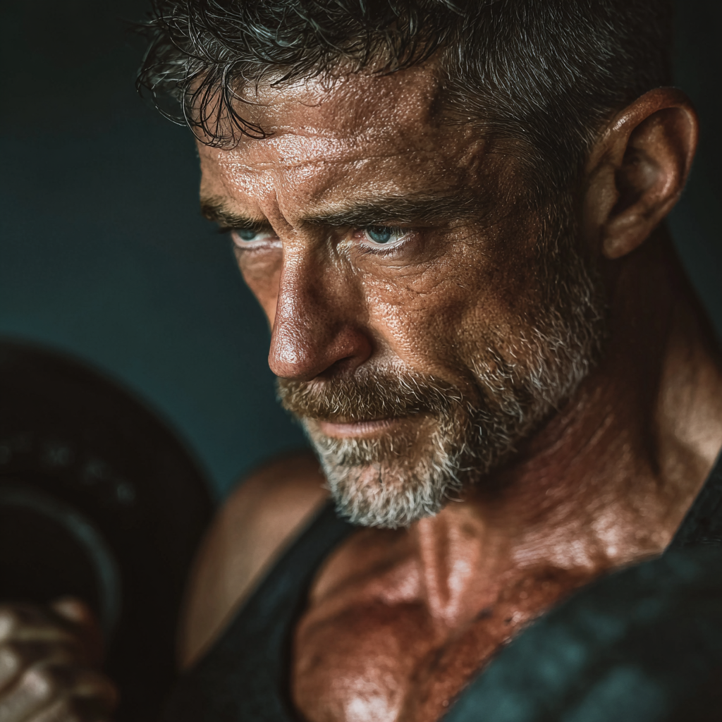 Чоловік демонструє результати тренувань